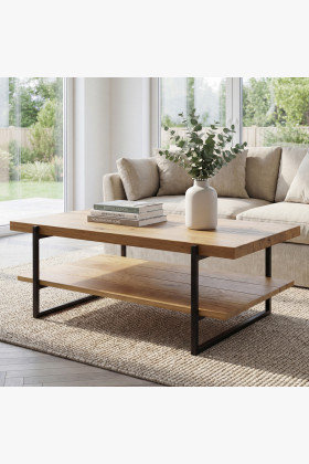 Masívny konferenčný stolík s policou dub